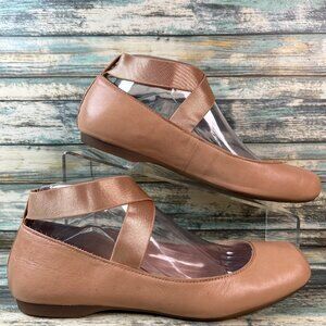 Jessica Simpson Ballet Flats Womens 8M Beige Leather Casual Shoes Flats Slip Ons